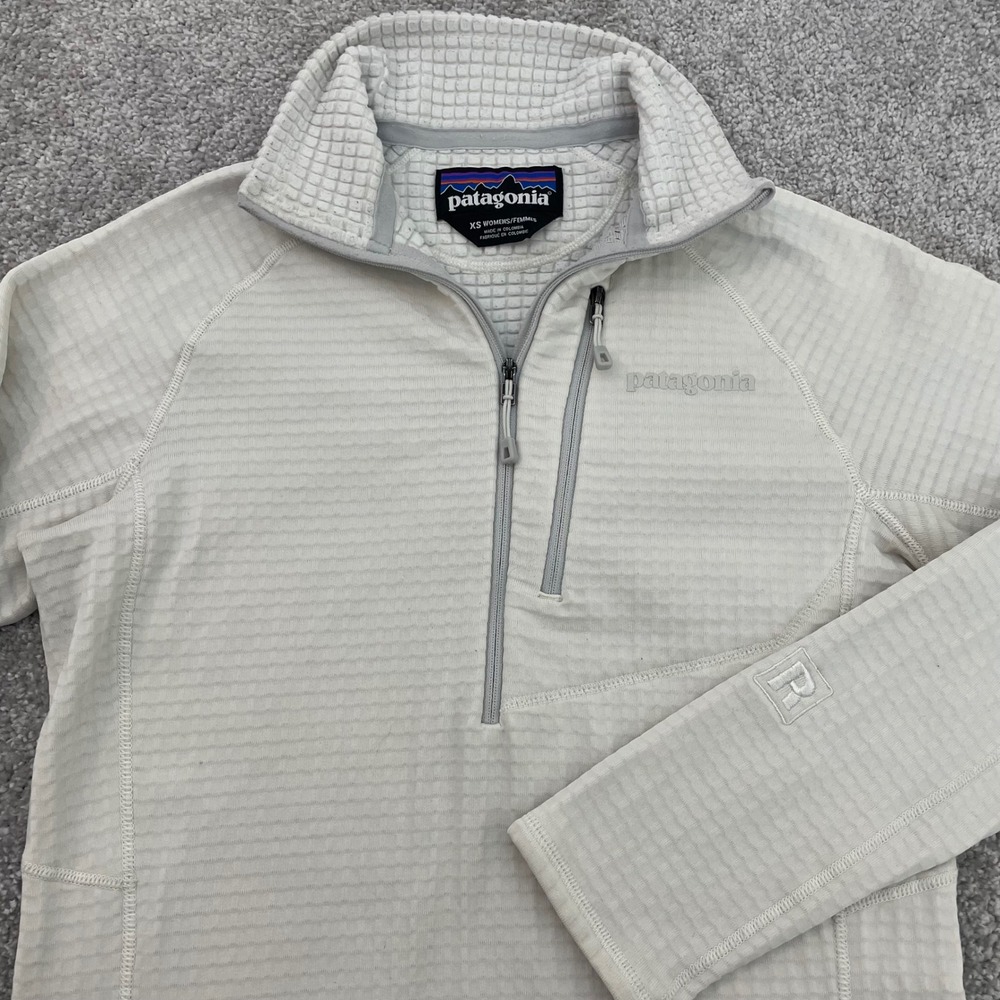 Patagonia R1 Pullover Womens Extra Small 1/4 Zip Grid Fleece Activewear White